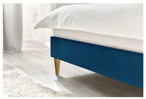 Синьо тапицирано двойно легло с решетка 160x200 cm Vivara - Bobochic Paris