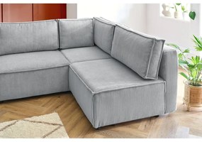 Светлосив ъглов U-образен диван от велур, десен ъгъл Nihad modular - Bobochic Paris