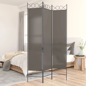 350148 vidaXL Параван за стая, 3 панела, антрацит, 120x200 cм, текстил
