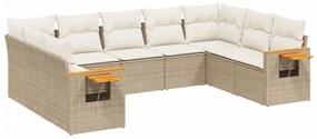 3259517 vidaXL Градински комплект диван с възглавници 9 части бежов полиратан
