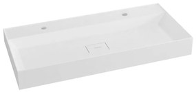 Бял двоен умивалник от отлят мрамор 96x44 cm Godiva – Sapho