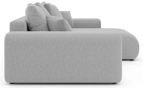 Светлосив разтегателен ъглов диван с място за съхранение (променлив) Luma – Ropez
