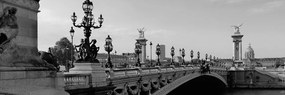 Картина на платно – Мост Александър III в Париж в черно и бяло