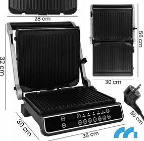 Електрическа контактна скара SM5000W-PRO с LED дисплей - 2500 W