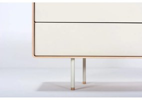 Бяла/естествена маса за телевизор от масивен дъб 150x64 cm Fina – Gazzda