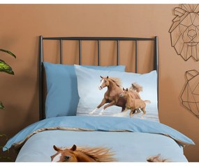 Синьо единично памучно детско спално бельо 140x200 cm Free – Good Morning