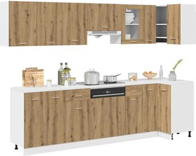 3328580 vidaXL Комплект кухненски шкафове, 11 части, "Lyon", дъбов рафт, инженерна дървесина