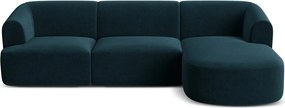 Кадифен ъглов диван в петролен цвят (десен ъгъл) Campi – Cosmopolitan Design