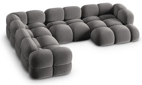 Сив кадифен ъглов диван (ляв ъгъл/U форма) Loretto – Cosmopolitan Design