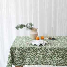 Ленена покривка за маса 140x300 cm Evergreen Damask – Linen Tales