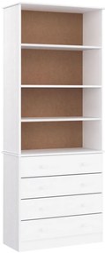 353954 vidaXL Библиотека с чекмеджета ALTA, бяла, 77x35x186,5 см, бор масив
