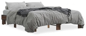 3280236 vidaXL Рамка за легло, кафяв дъб, 150x200 см, инженерно дърво и метал