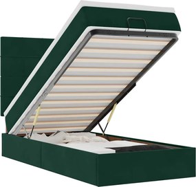 3313448 vidaXL Османска легло с матраци, тъмнозелено, 90x200 см, кадифе