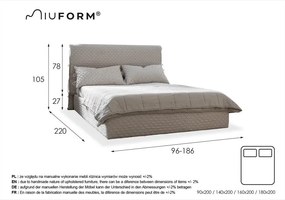 Бежово тапицирано единично легло и решетка 90x200 cm Sleepy Luna - Miuform