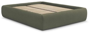 Тъмнозелено двойно легло 180x200 cm тапицирано с място за съхранение/без табла с включена подматрачна рамка Inera – Bobochic Paris