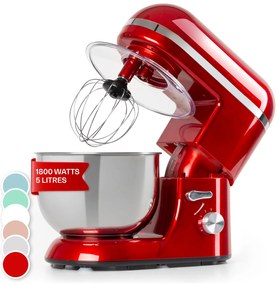 Klarstein Bella Elegance, кухненски робот, 2000 W, 1.7 к.с., 6 степени, 5 литра, червен