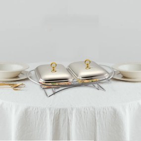 Съд за топло сервиране Klausberg KB 7922, 2х1.5 л, Термоустойчиво стъкло, Инокс/златист