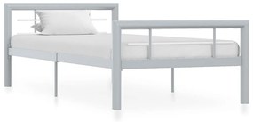 284556 vidaXL Рамка за легло, сиво и бяло, метал, 90x200 см