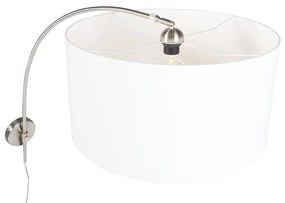 Модерна стенна арка лампа стомана с бял абажур 50/50/25 регулируема