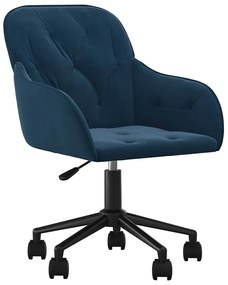 344866 vidaXL Въртящ се офис стол, син, кадифе
