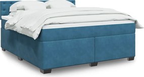 3288694 vidaXL Боксспринг легло с матрак, синьо, 180x200 см, кадифе