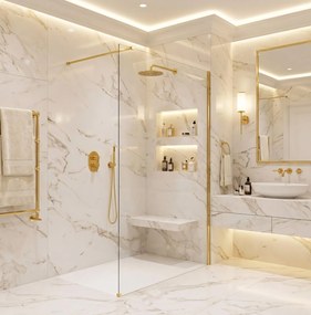 Параван за душ Rea Flexi Transparent / Gold 140