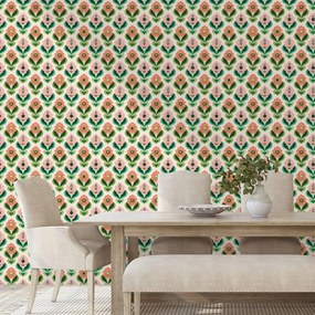 Тапет – Ретро цветен мотив в пастелни тонове