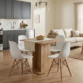 Комплект за трапезария 5 части Allos - Nova в цвят сапфирен дъб - бял 75x75x77см.