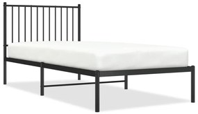 350857 vidaXL Метална рамка за легло с горна табла, черна, 90x200 см