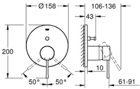 Външни части на смесител за кран Grohe Essence New за вана-Бронз mat-20 x 15,8