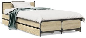 3279973 vidaXL Рамка за легло с чекмеджета дъб сонома 75x190см инженерно дърво