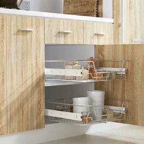 50481 vidaXL Плъзгащи се телени кошници, 2 бр, сребристи, 600 мм
