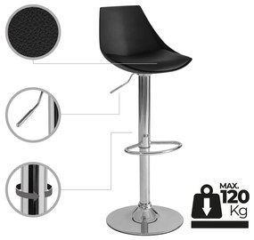 Черни бар столове в комплект от 2 бр. с регулируема височина от имитация на кожа (височина на седалката 56,5 cm) – Casa Selección