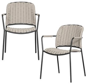 Черно-бежови метални градински столове в комплект от 2 бр. Taku – Exotan