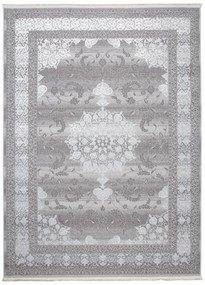 Ексклузивен дизайнерски интериорен килим в бяло и сиво с шарка Ширина: 120 см | Дължина: 170 см
