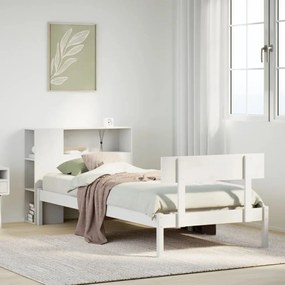 3321791 vidaXL Легло с етажерка за книги, без матрак, 100x200 см, бор масив