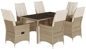 3276803 vidaXL Градински комплект с възглавници, 7 части, бежов полиратан