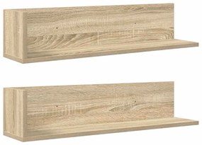 860033 vidaXL Стенни рафтове 2 бр сонома дъб 75x16,5x16,5 см инженерно дърво