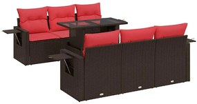 3326425 vidaXL Градински диван с възглавници, 7 части, сив полиратан акация