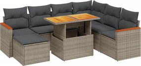 3276056 vidaXL Градински комплект диван с възглавници 8 части сив полиратан