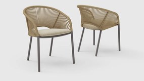 Бежов градински стол метален/подплатен Novella – House Nordic