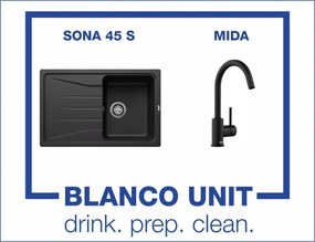 Bundle Blanco Sona 45 S+Blanco Mida Черен мат Промо пакет мивка със смесител
