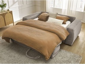 Кафяво-сив диван за ежедневно спане/сгъваем от рипсено кадифе 220 cm Hugo – Bobochic Paris