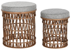 Cтепенки DKD Home Decor 40 x 40 x 48 cm Сив Кафяв Бамбук Тропически