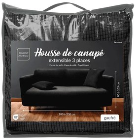 Черно триместно ластично покривало за диван Sacha – douceur d'intérieur