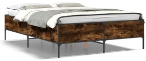 3279794 vidaXL Рамка за легло, опушен дъб, 150x200 см, инженерно дърво и метал