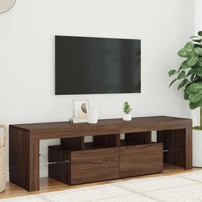 822643 vidaXL ТВ шкаф с LED осветление, кафяв дъб, 140x36,5x40 см
