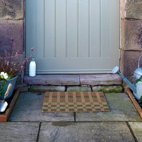 Изтривалка от кокосови влакна 40x60 cm Pink and Blue Check – Artsy Doormats