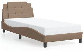 3208153 vidaXL Рамка за легло с табла, капучино, 90x190 см, изкуствена кожа