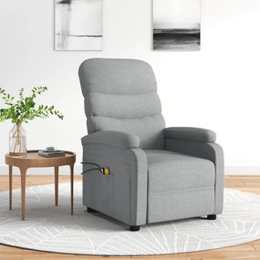 3073694 vidaXL Електрически масажен стол, светлосив, текстил